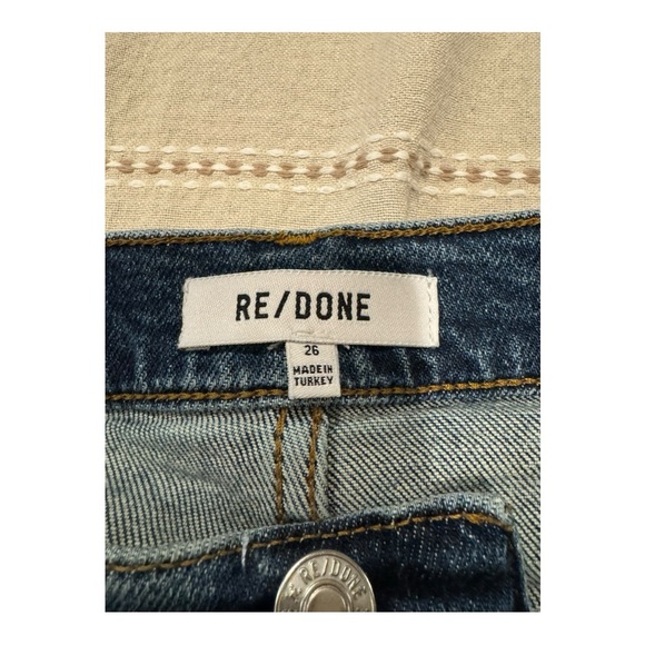 RE/DONE Wide Leg Jeans Women’s Size 24 Azzurro Raw Hem High Rise Blue Denim - Picture 7 of 10